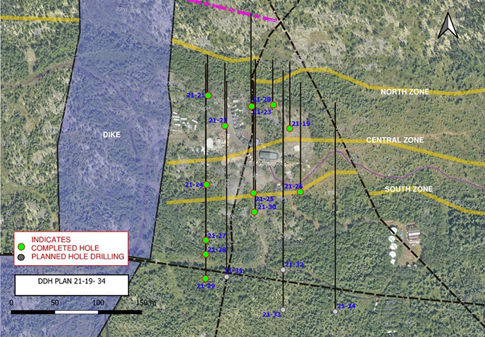 Diamond Drill Hole Plan Map – Extending Known Zones to Depth