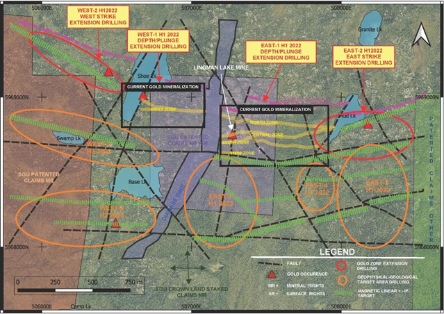 Figure 2 – Lingman Lake Gold Project Plan Map – 2022 - Focused Extension and New-Target Drilling
